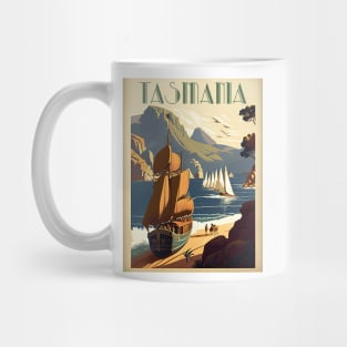 Tasmania Australia Coastline Vintage Travel Art Poster Mug